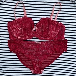 Red Lace Bra with Matching Panty